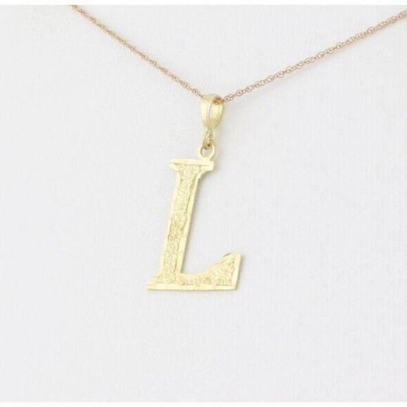 Pendant Only 10k Yellow Gold Letter L Initial Monogram Pendant - Picture 1 of 7
